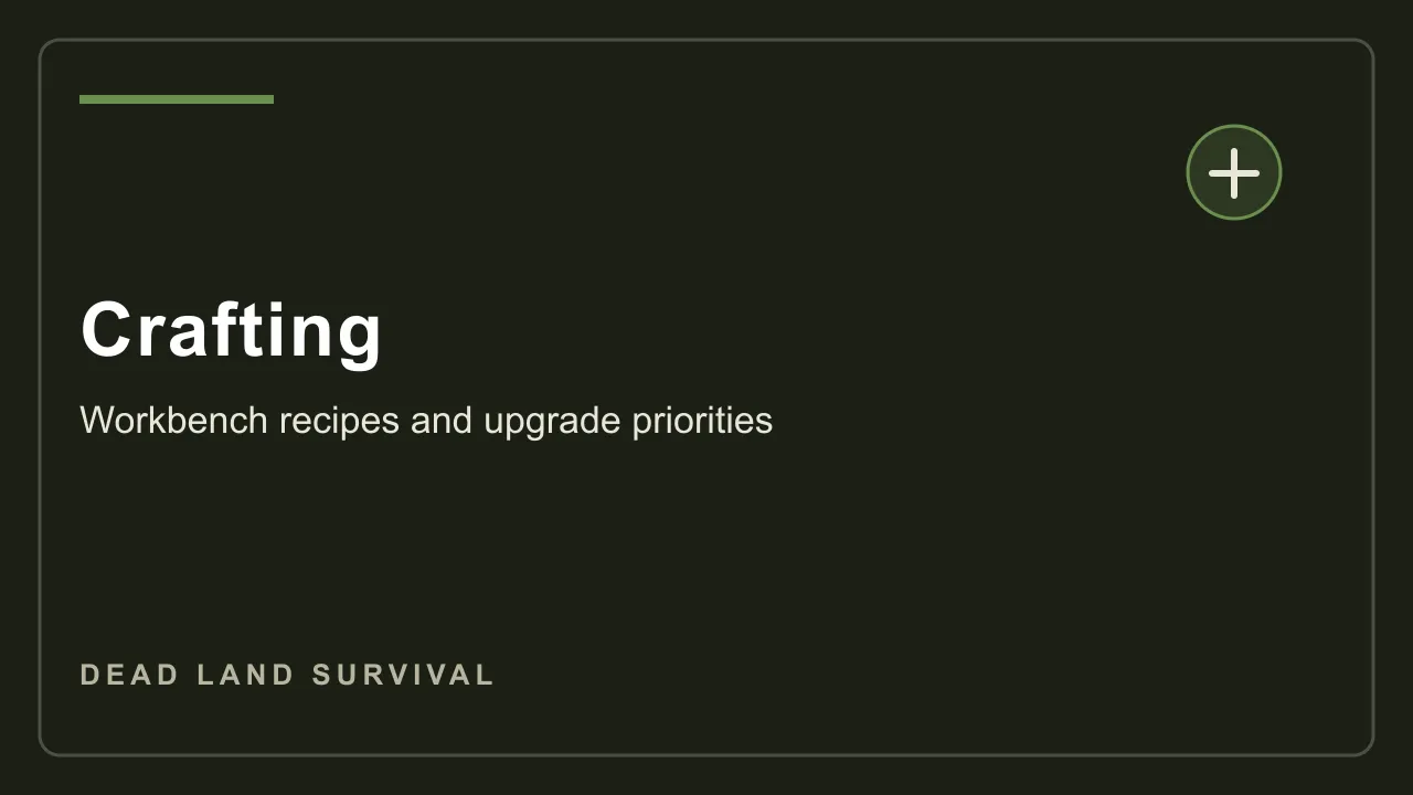 Dead Land Survival crafting wiki card showing workbench recipes