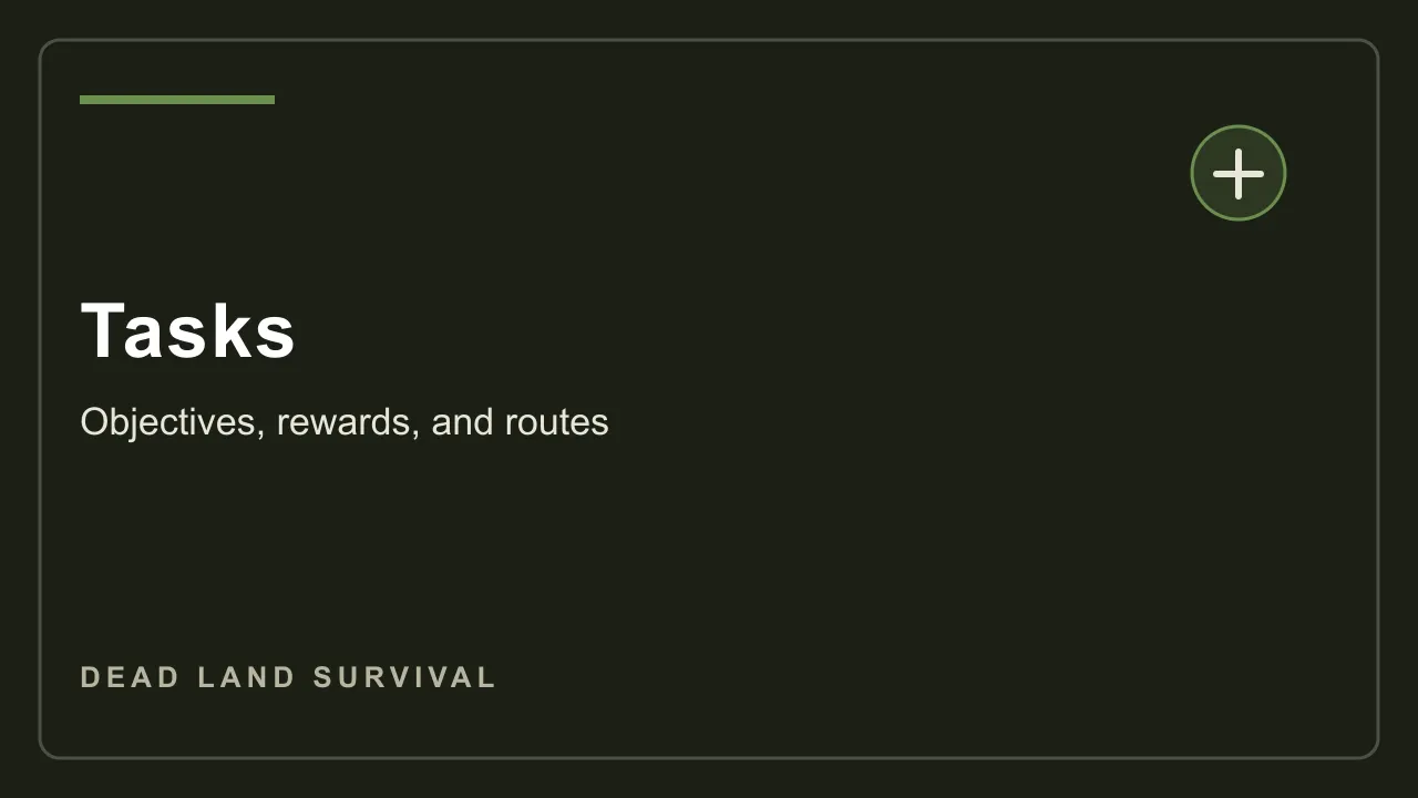 Dead Land Survival tasks wiki card showing mission objectives