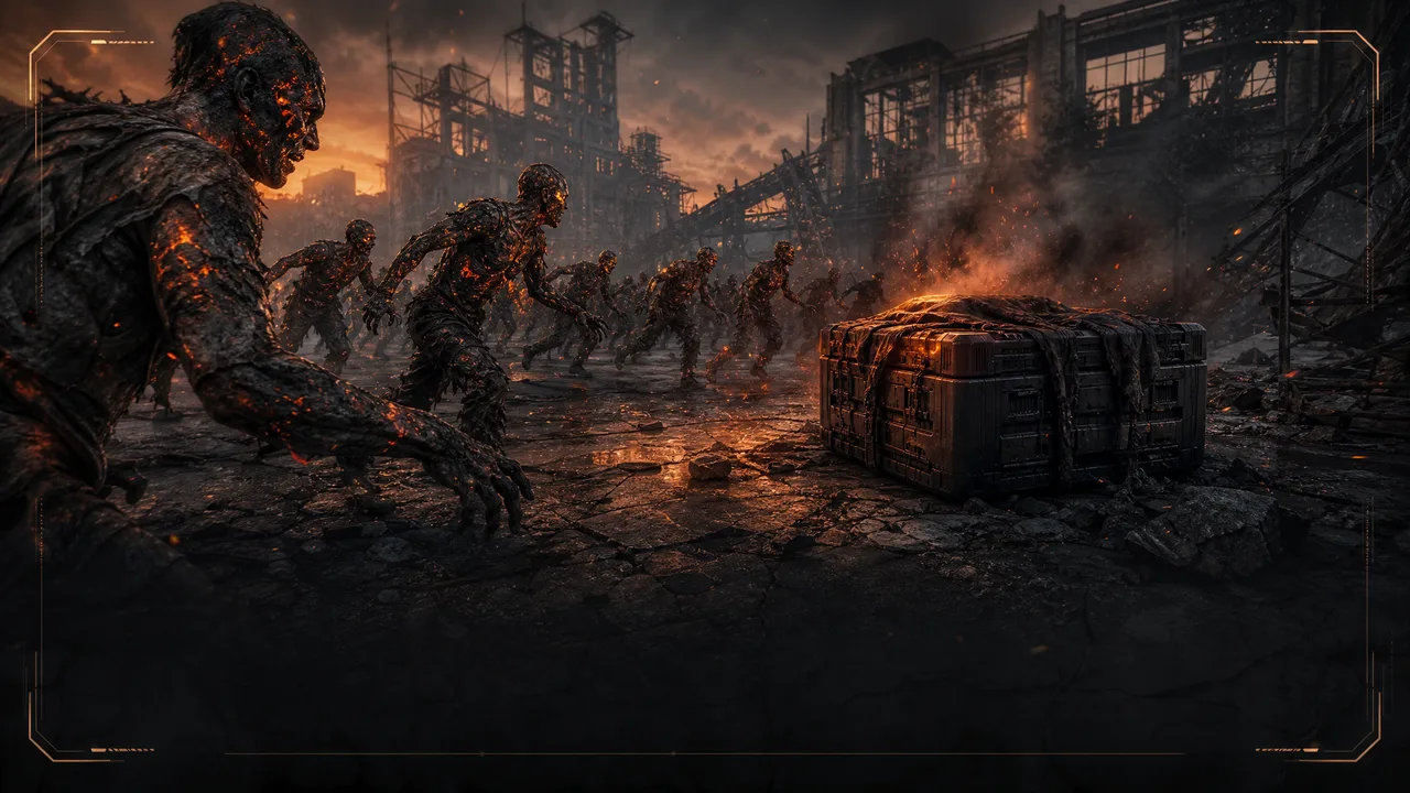 Dead Land Survival Battle for Cache Charred encounter showing the Level 3 special cache fight