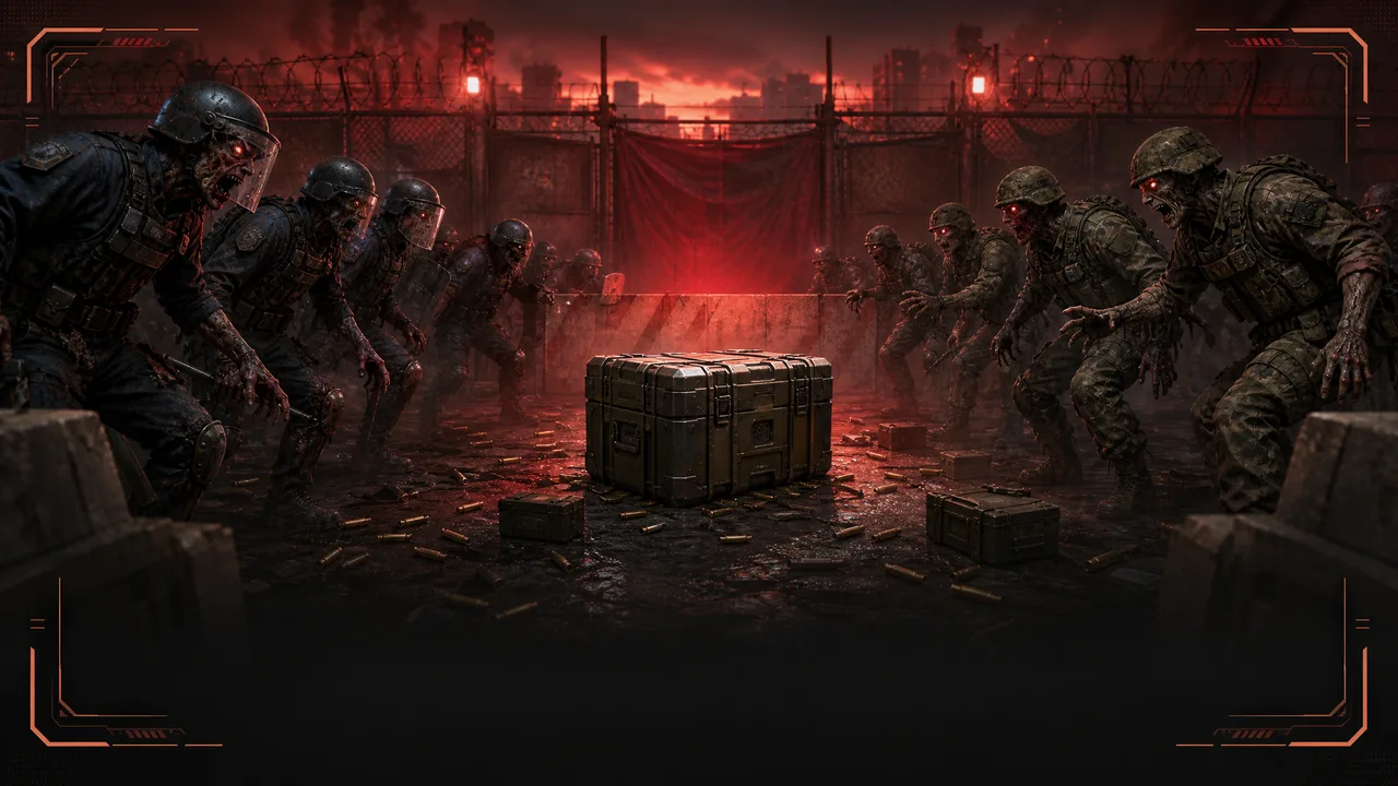 Dead Land Survival Battle for Cache Cops and Military encounter showing a Level 4 cache fight