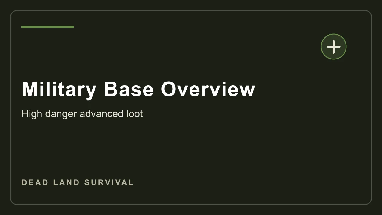 Dead Land Survival Military Base overview map showing advanced loot and high danger paths