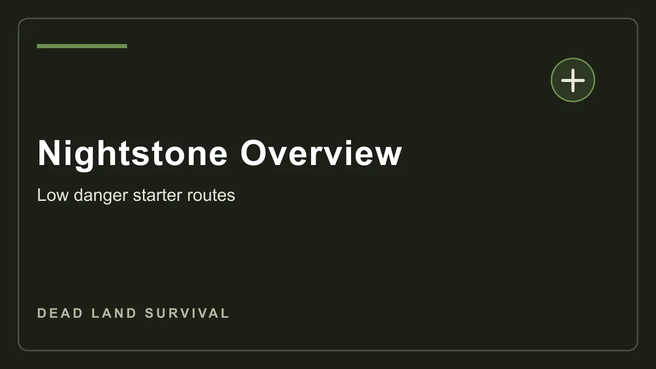 Dead Land Survival Nightstone overview map showing safe beginner routes and low danger areas