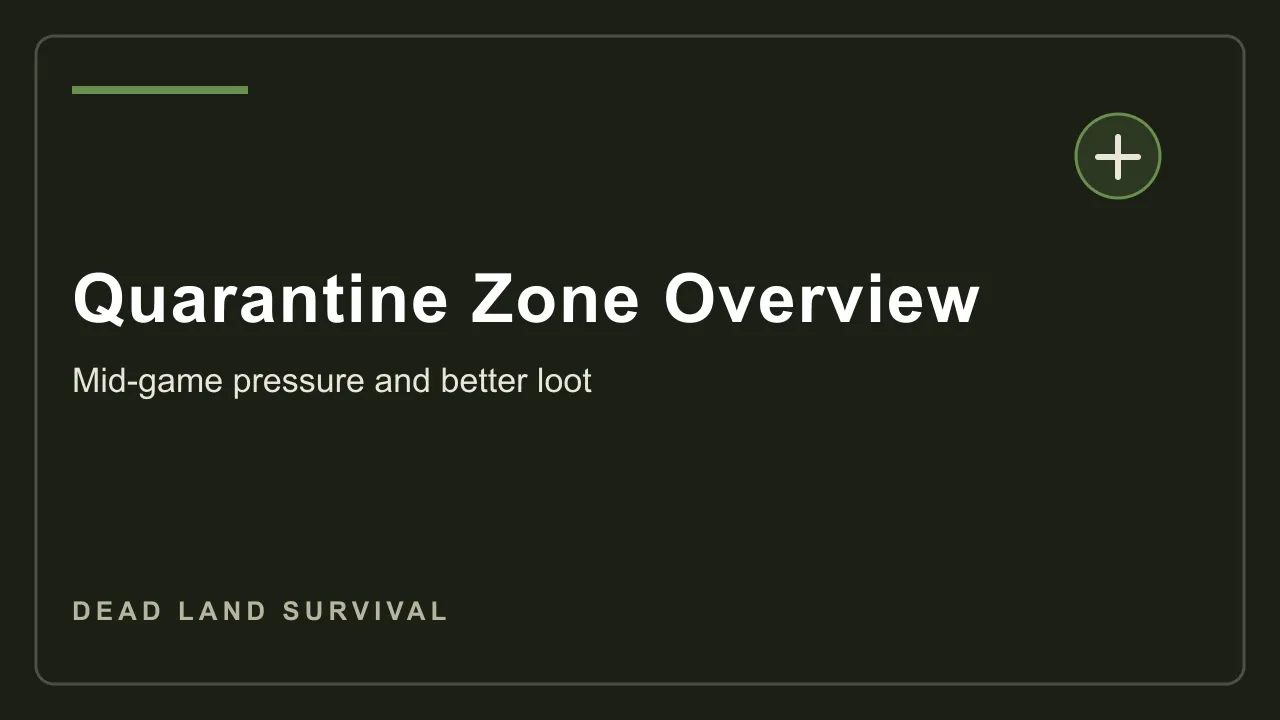 Dead Land Survival Quarantine Zone overview map showing mid-game routes and infected pressure