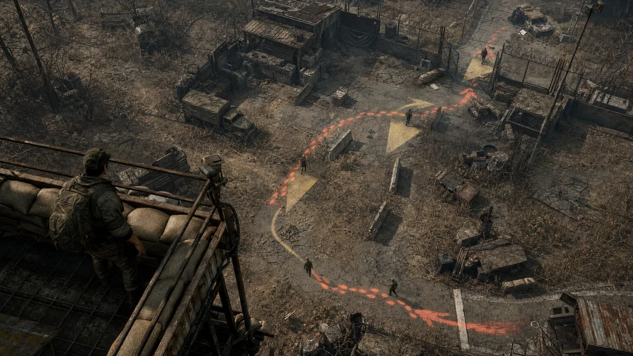 Dead Land Survival Task 018 visual guide showing tower recon over enemy patrol paths