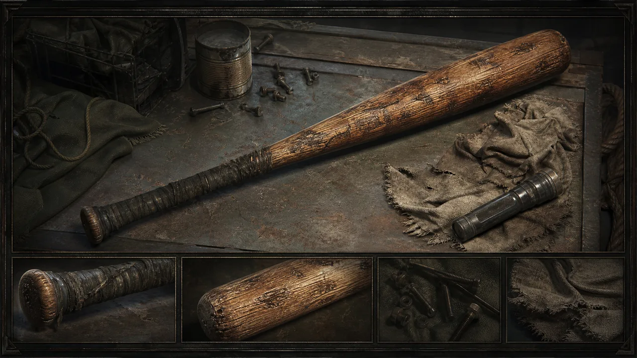 Dead Land Survival a baseball bat inventory visual guide showing a durable starter melee weapon