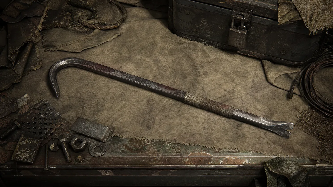 Dead Land Survival a crowbar inventory visual guide showing a scavenging melee weapon with scrap supplies